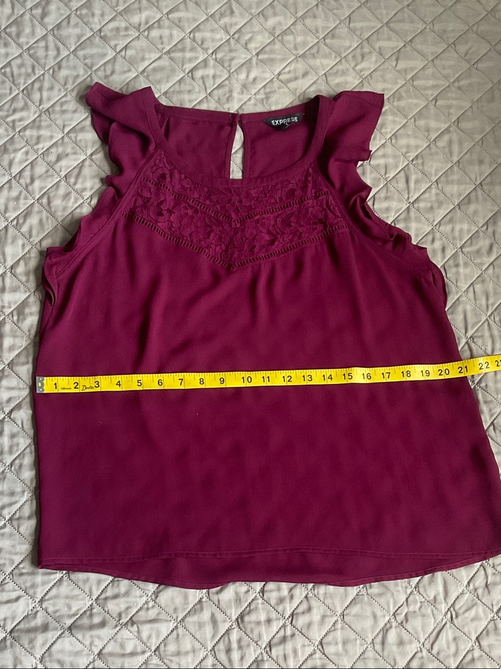 Express Burgundy Lace Yoke Flutter Sleeve Camisole - Picture 7 of 7